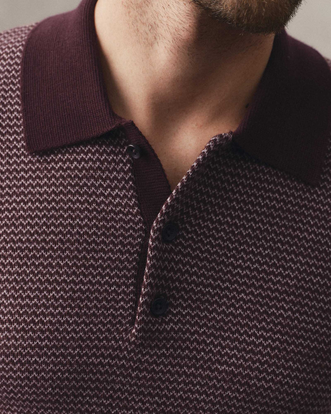 The Newton Sweater Polo | Burgundy Birdseye Merino - Echo Market
