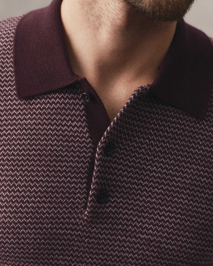 The Newton Sweater Polo | Burgundy Birdseye Merino - Echo Market