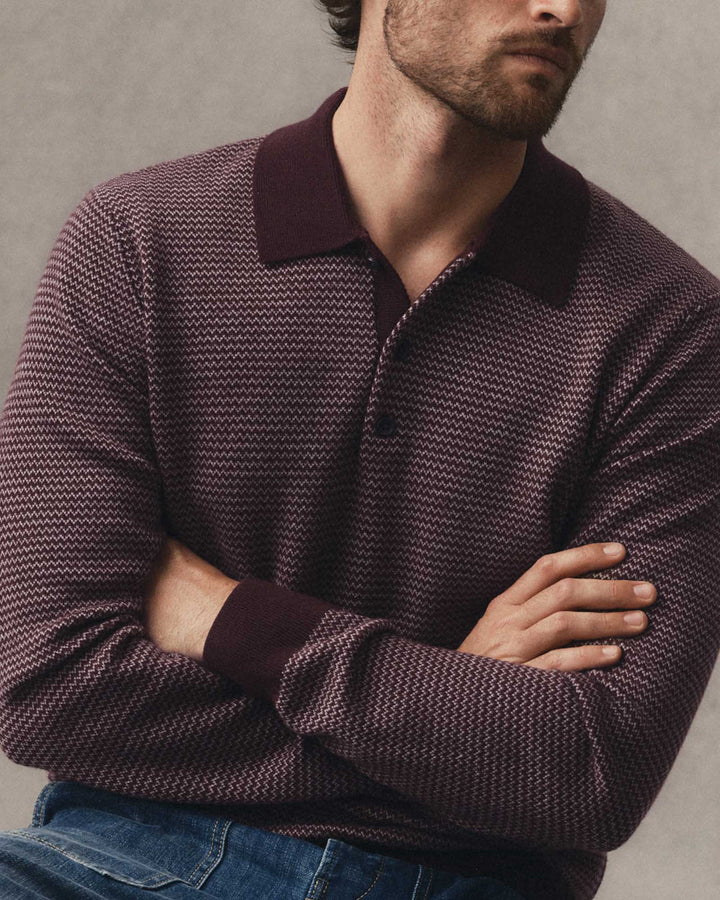 The Newton Sweater Polo | Burgundy Birdseye Merino - Echo Market