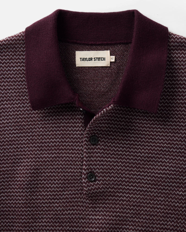 The Newton Sweater Polo | Burgundy Birdseye Merino - Echo Market