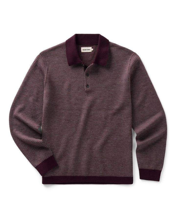 The Newton Sweater Polo | Burgundy Birdseye Merino - Echo Market