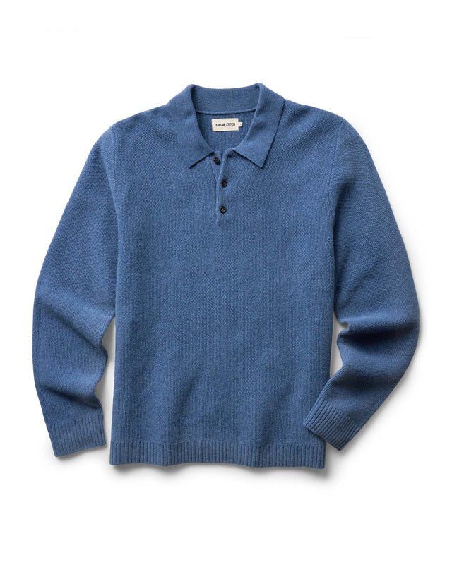 The Newton Sweater Polo | Heather Clear Blue - Echo Market