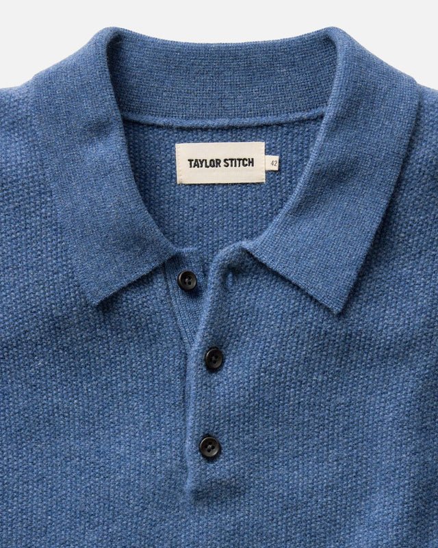 The Newton Sweater Polo | Heather Clear Blue - Echo Market