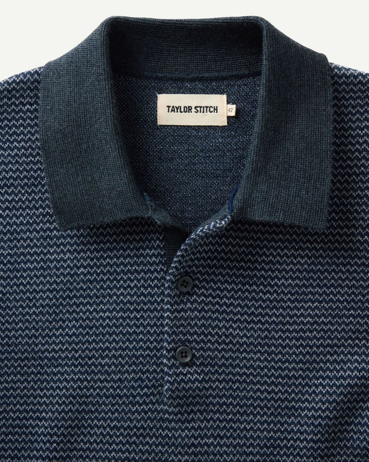 The Newton Sweater Polo | Navy Birdseye Merino - Echo Market