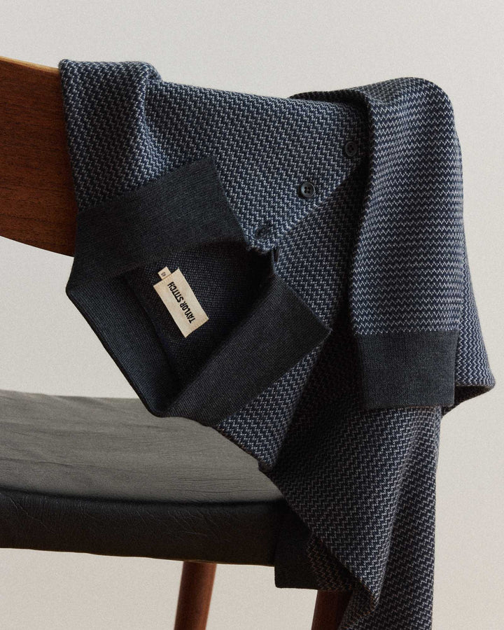 The Newton Sweater Polo | Navy Birdseye Merino - Echo Market