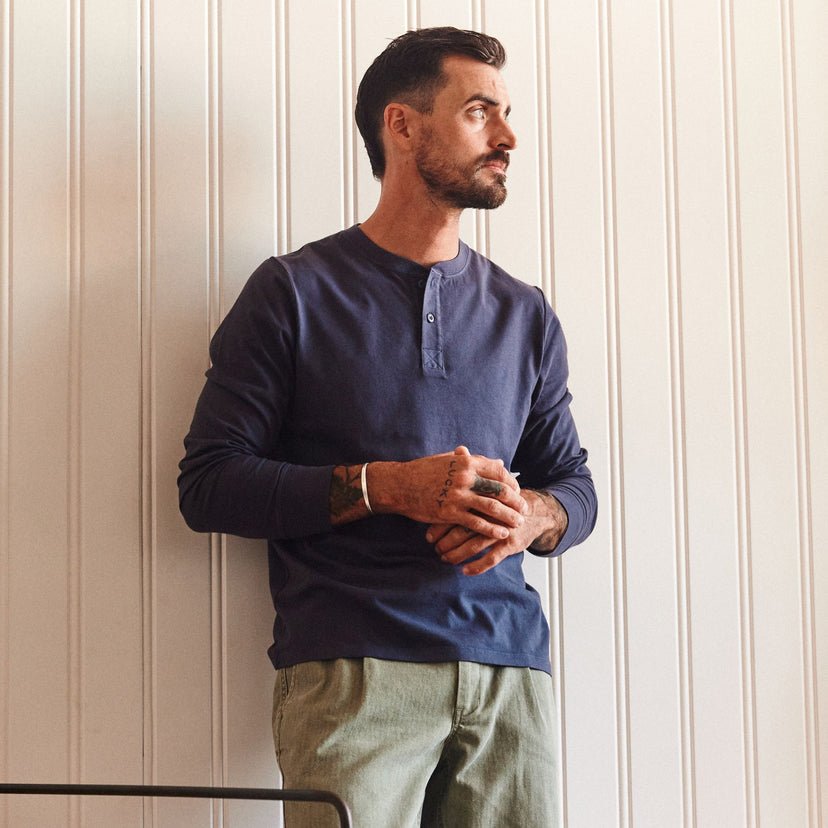 The Organic Cotton Henley in Navy - Echo Market