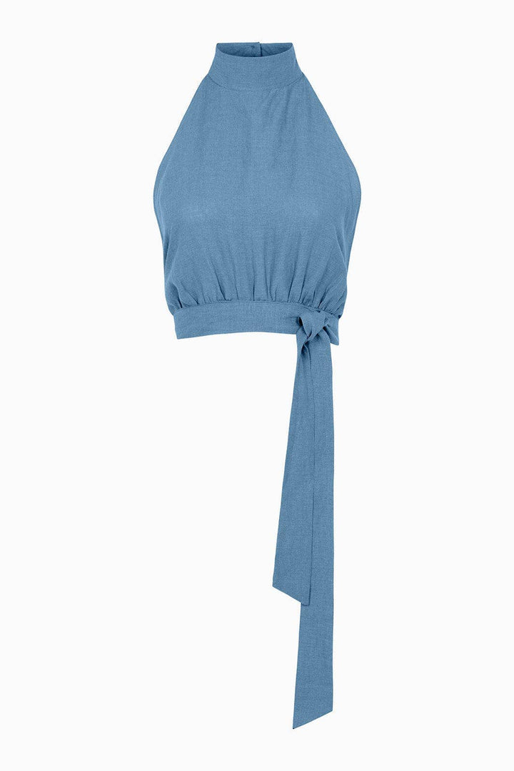 The Ronja Halterneck Top | Poppy Blue - Echo Market