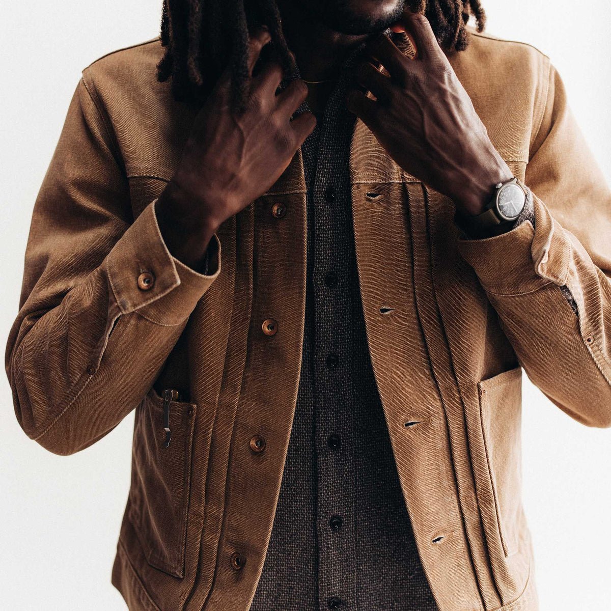 The Ryder Jacket in Tobacco Chipped Canvas - Echo Market