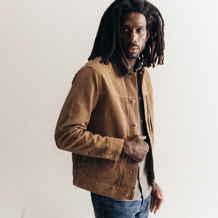 The Ryder Jacket in Tobacco Chipped Canvas - Echo Market