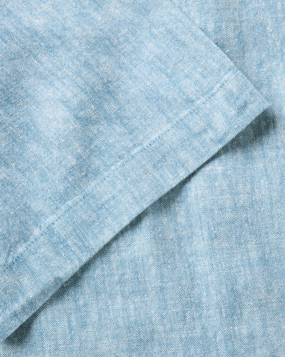 Close-up of The Short Sleeve California
in Sky Hemp fabric.