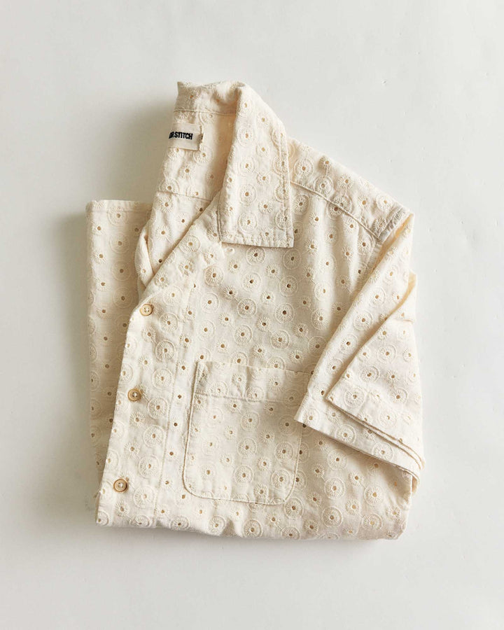 The Short Sleeve Hawthorne | Vintage White Embroidered Eyelet - Echo Market