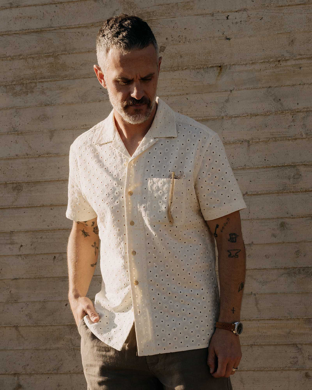 The Short Sleeve Hawthorne | Vintage White Embroidered Eyelet - Echo Market