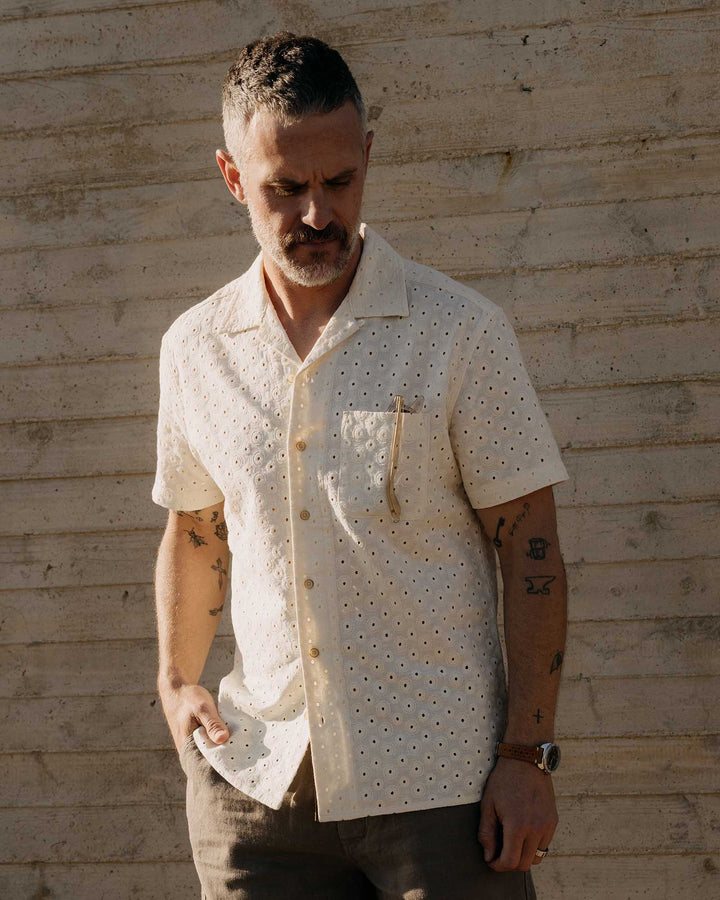 The Short Sleeve Hawthorne | Vintage White Embroidered Eyelet - Echo Market