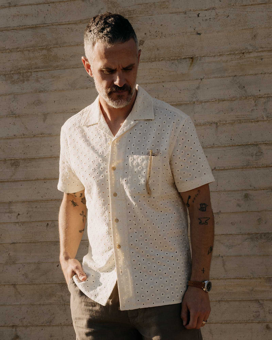 The Short Sleeve Hawthorne | Vintage White Embroidered Eyelet - Echo Market