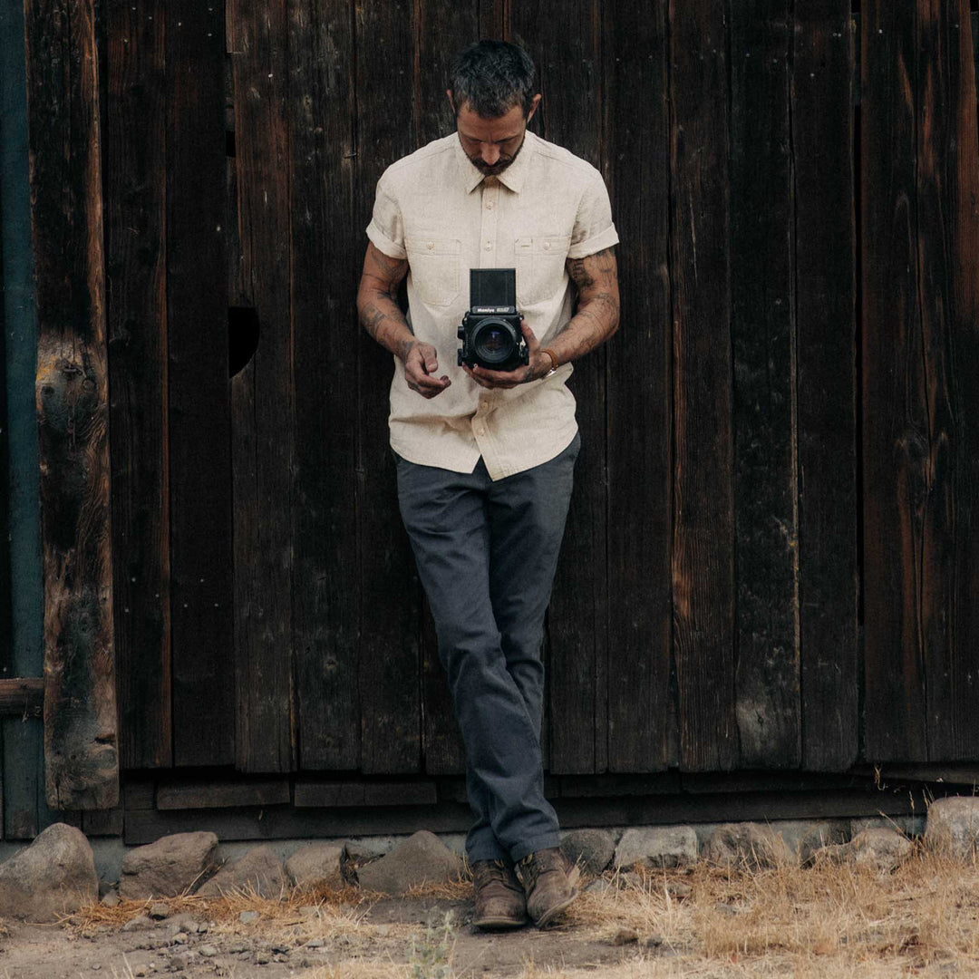 The Short Sleeve Utility Shirt | Natural Selvedge Chambray - Echo Market