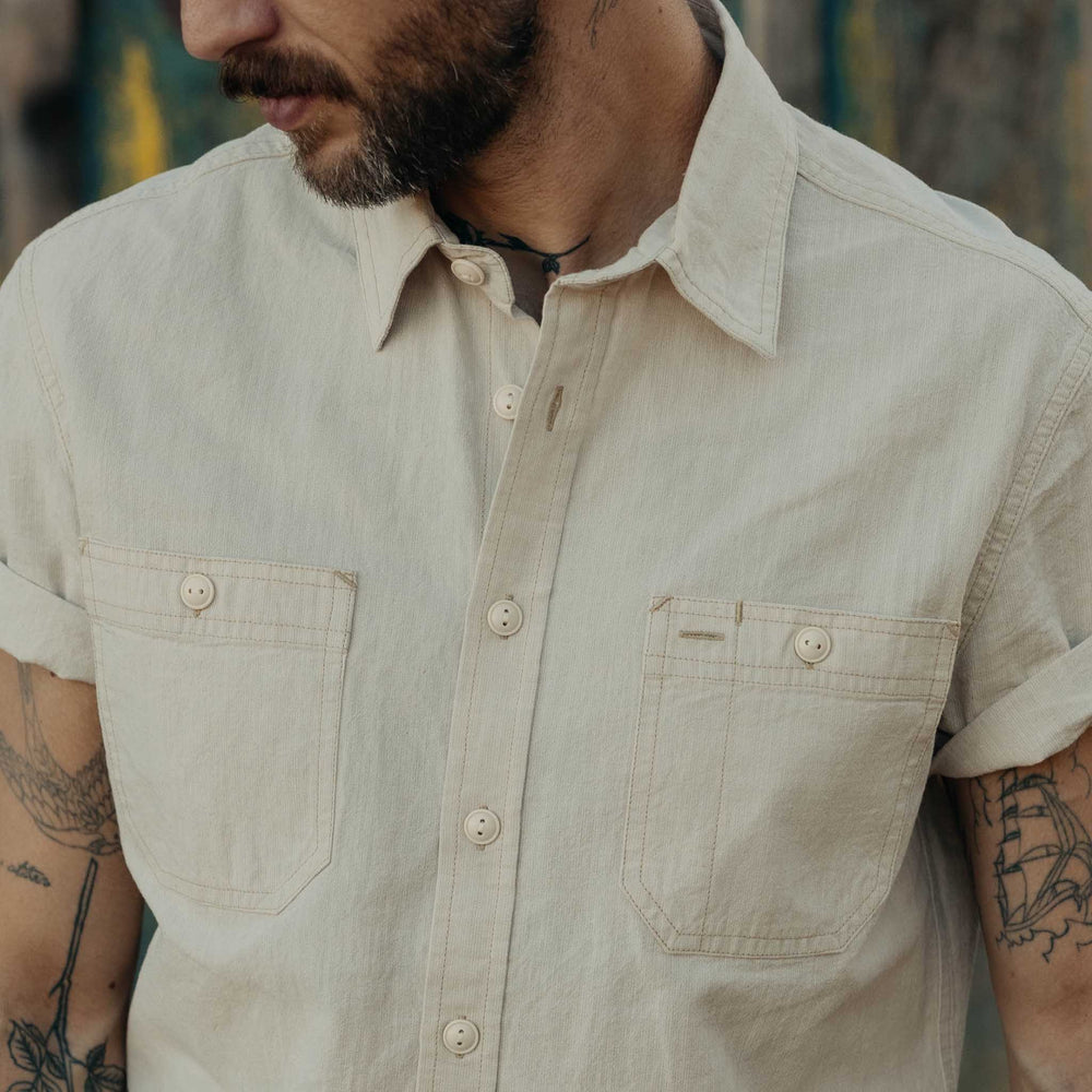 The Short Sleeve Utility Shirt | Natural Selvedge Chambray - Echo Market