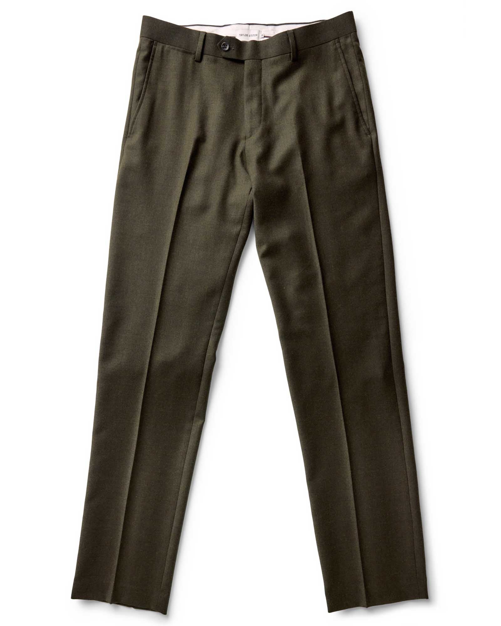 The Stevens Trouser | Black Olive Wool Flannel - Echo Market