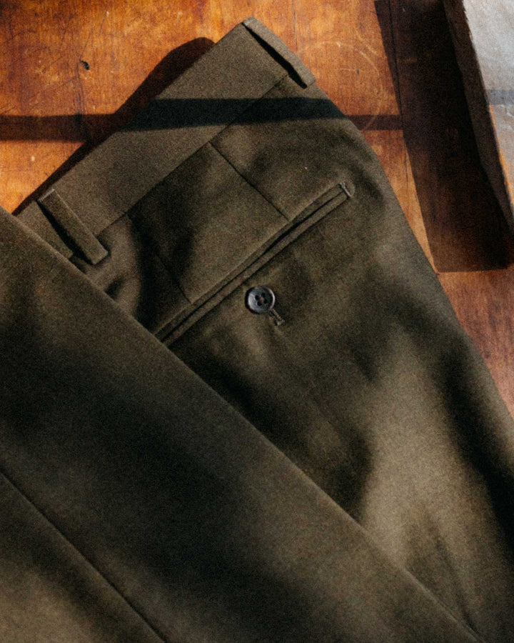 The Stevens Trouser | Black Olive Wool Flannel - Echo Market