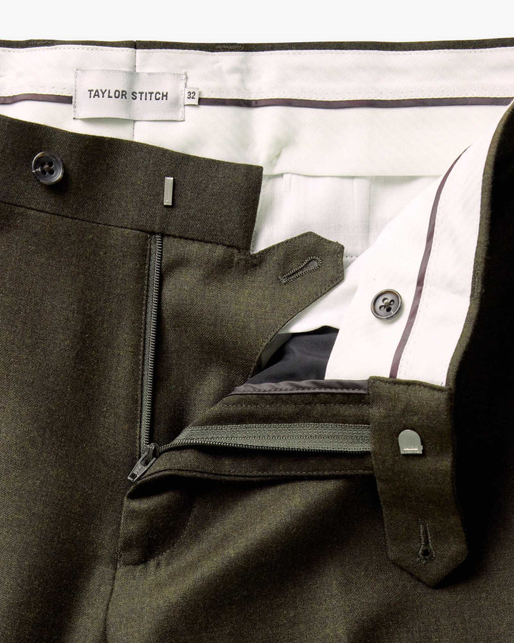 The Stevens Trouser | Black Olive Wool Flannel - Echo Market