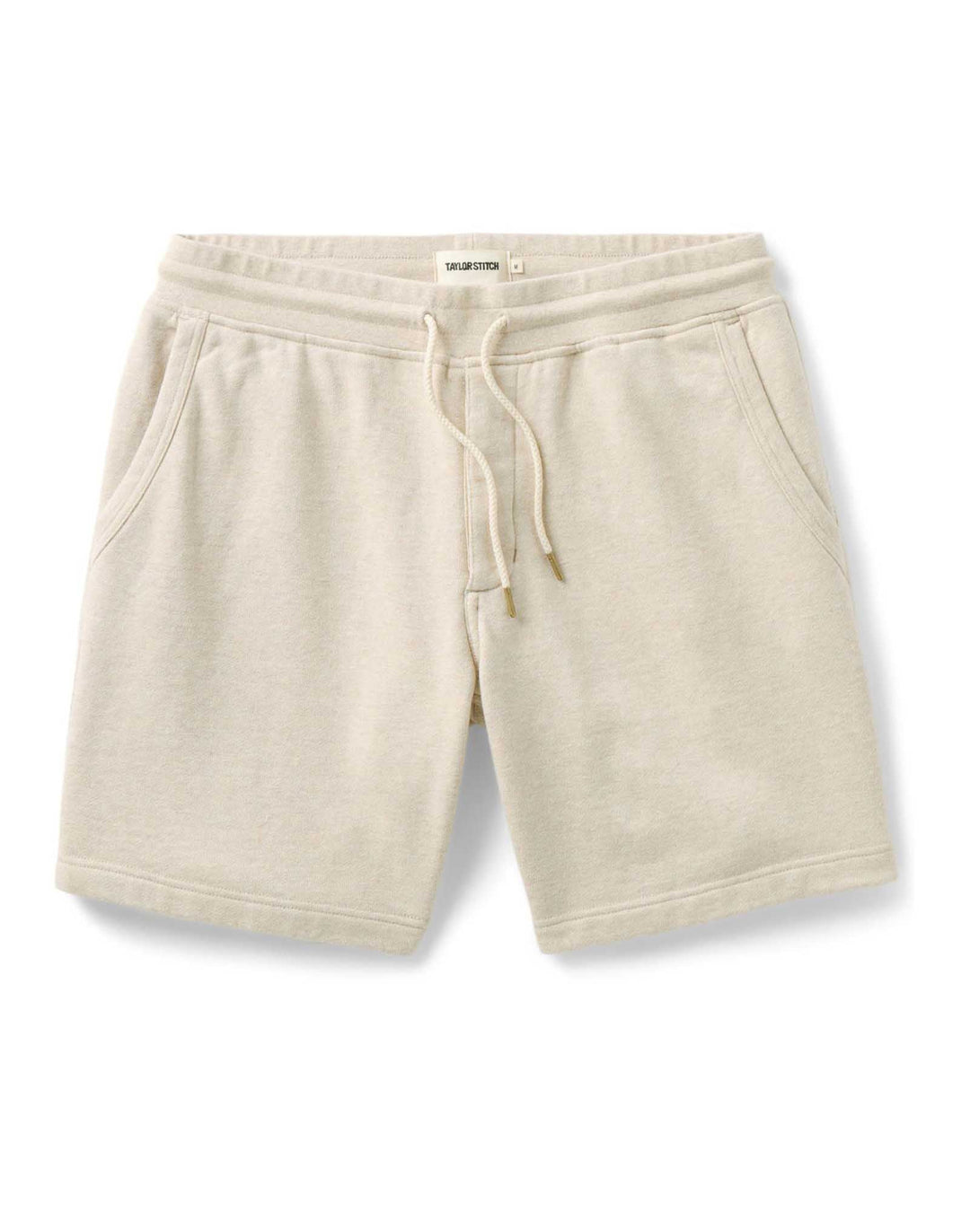 The Sunset Shortin Heather Oat Terry by Tayor Stitch on a white background