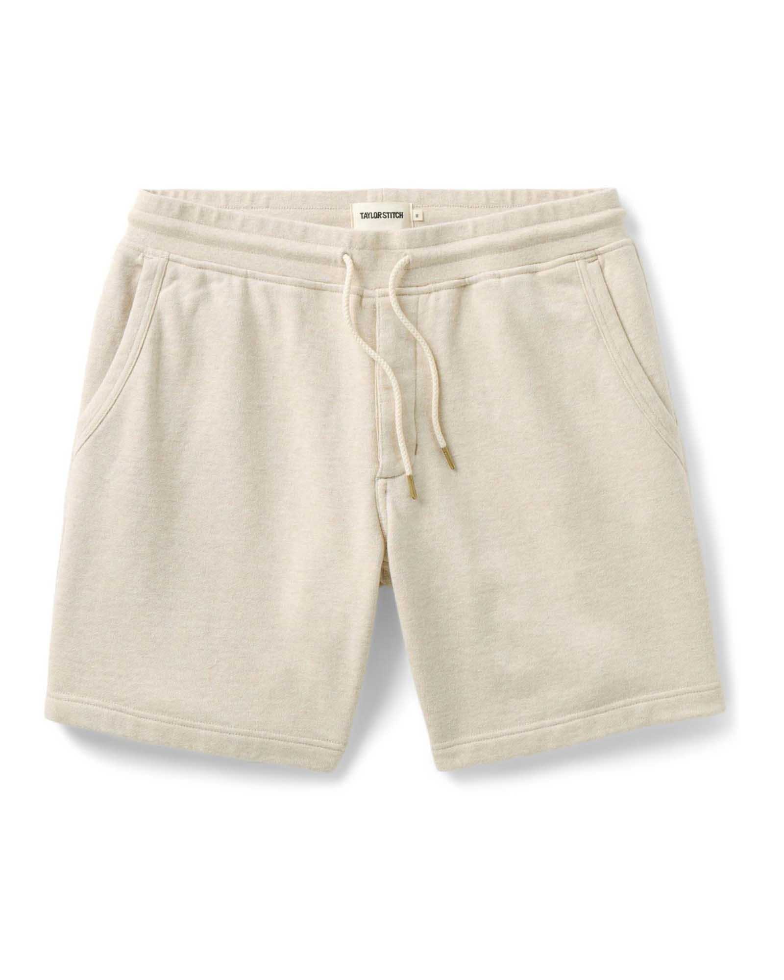 The Sunset Shortin Heather Oat Terry by Tayor Stitch on a white background