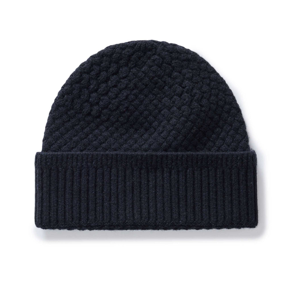 The Textured Knit Beanie | Heather Navy Merino - Echo Market