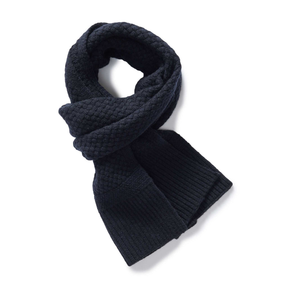 The Textured Knit Scarf | Heather Navy Merino - Echo Market