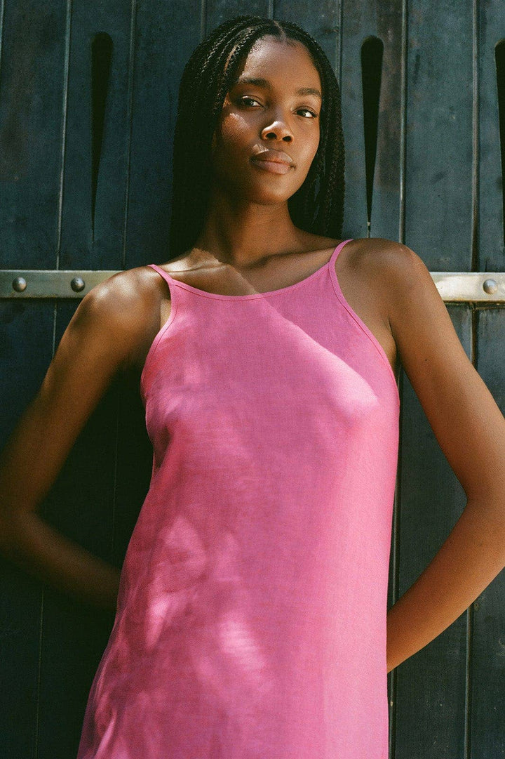 The Trude Linen Slip Dress | Hot Pink - Echo Market