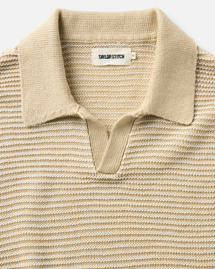 The Valencia Sweater Polo
in Sand Stripe with &
