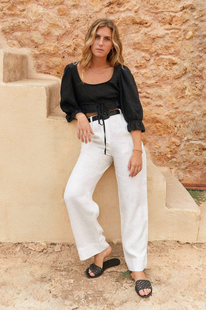 The Wabi Pleated Linen Trousers | Off - White - Echo Market