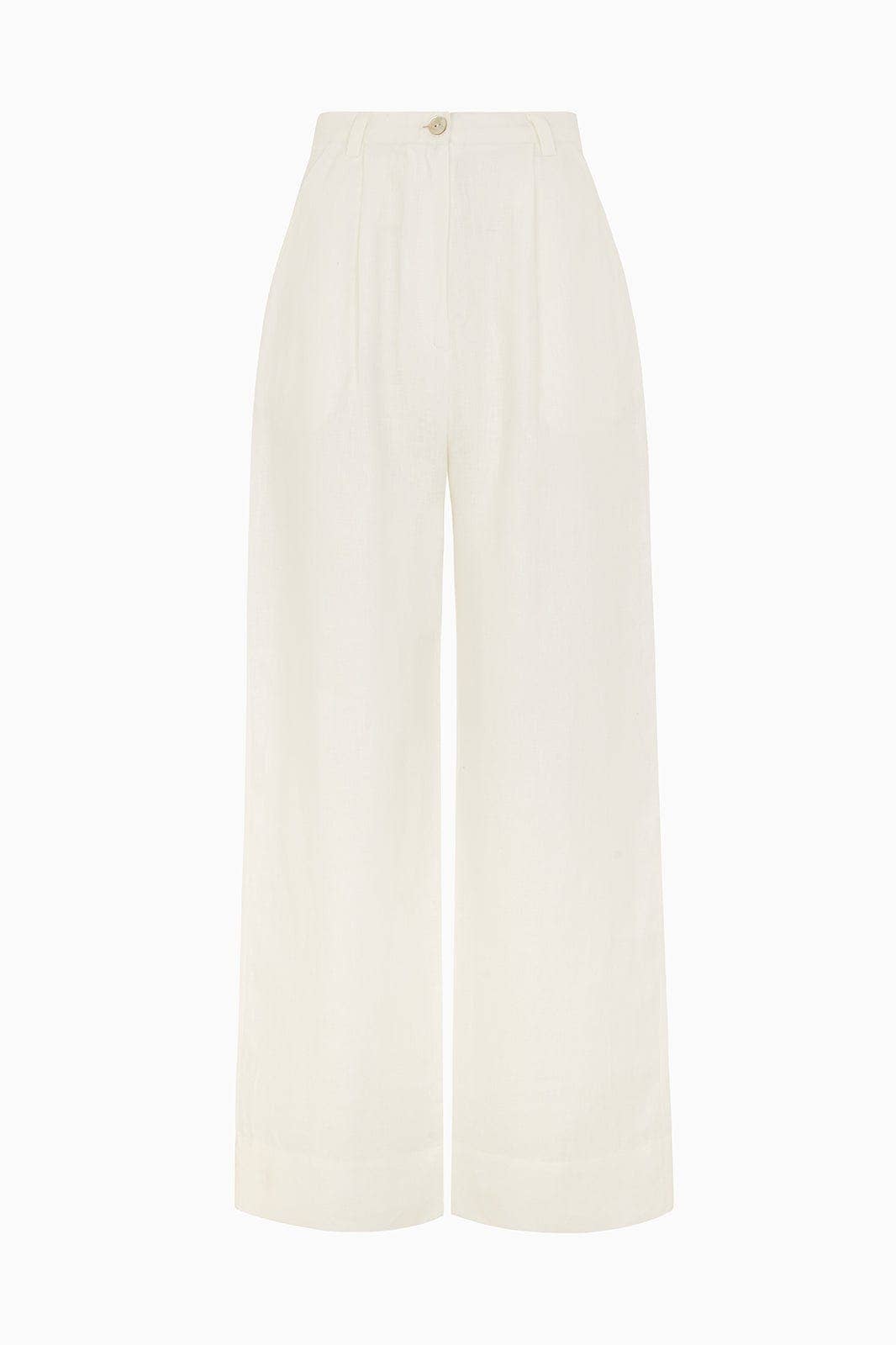 The Wabi Pleated Linen Trousers | Off - White - Echo Market