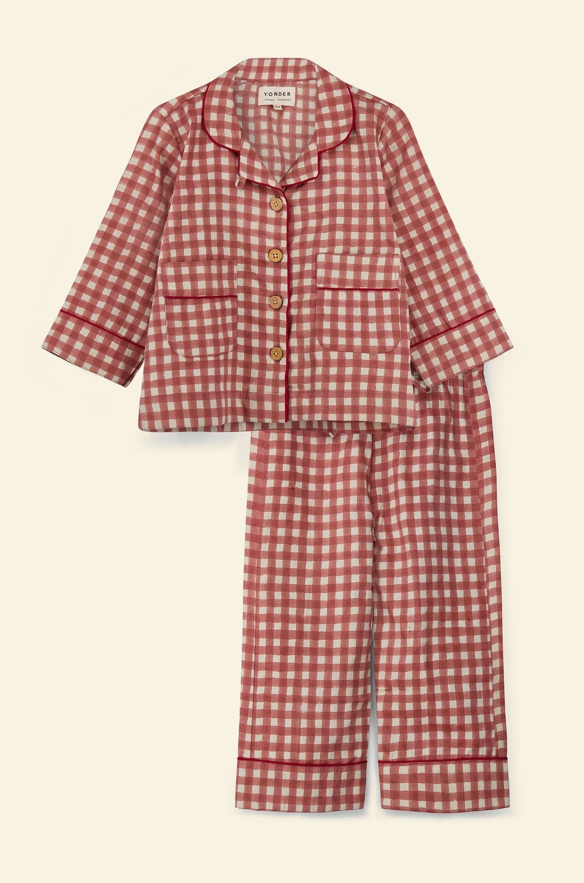 Unisex Kids' Organic Cotton Pajama Set | Gingham | Ginger - Echo Market