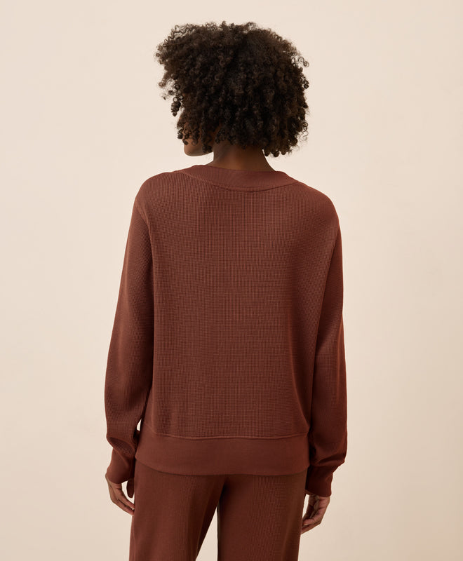 Women's Thermal Waffle Henley Pullover