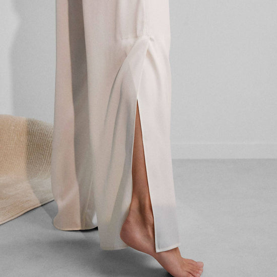 Washable Silk High Rise Pant Set | Tranquil White - Echo Market