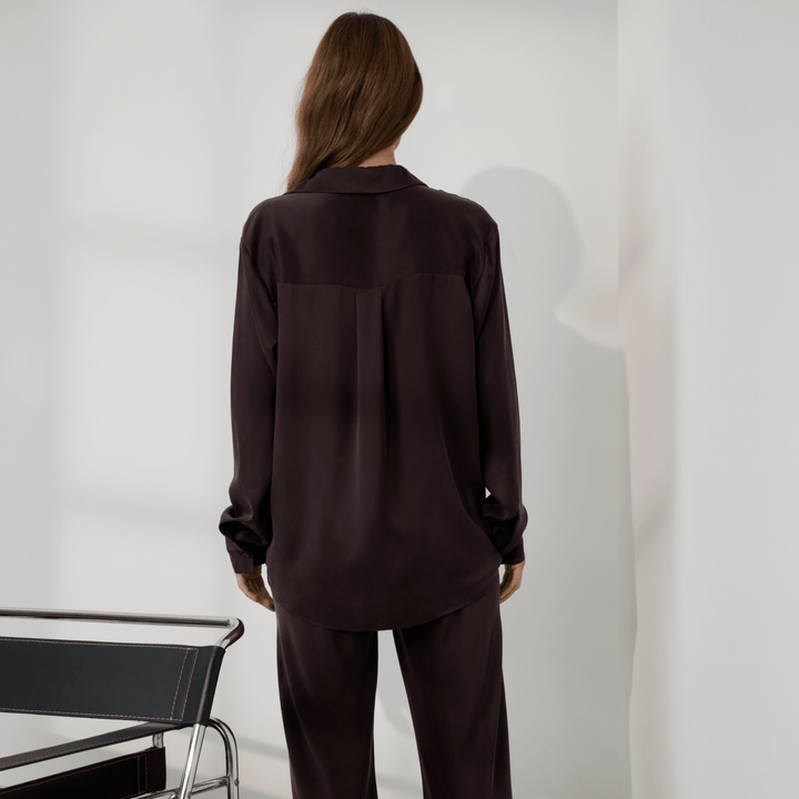 Washable Silk Ladder Stitch Button Down | Velvet Truffle - Echo Market