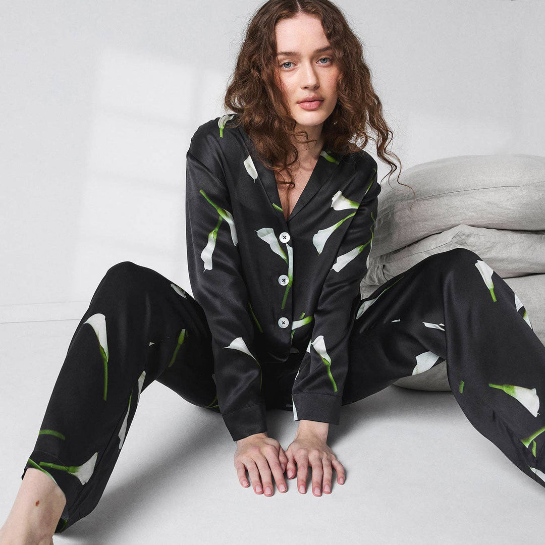 Washable Silk Long Sleeve Pant Set - Echo Market