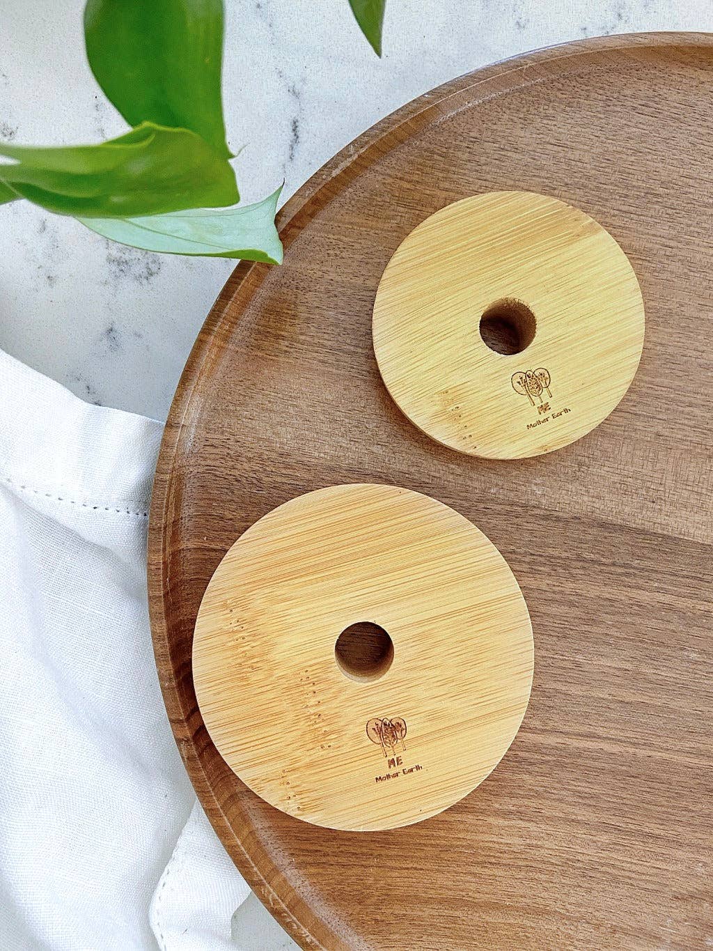Wide-Mouth Bamboo Mason Jar Lids | Straw Hole - Echo Market