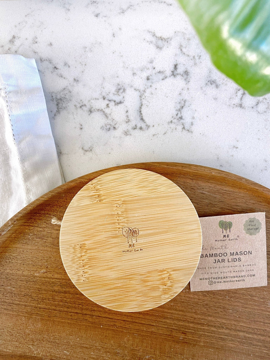 Wide-Mouth Solid Bamboo Mason Jar Lids - Echo Market