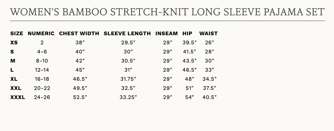 Women's Bamboo Stretch - Knit Long Sleeve Pajama Set - Echo Market