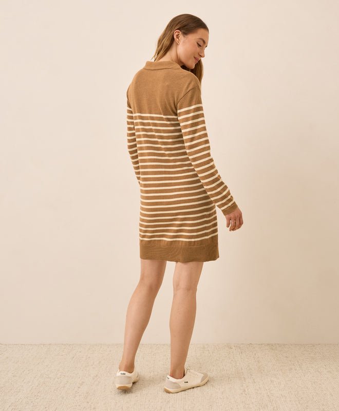 Women's Classic Fine Knit Collared Sweater Dress - Echo Market