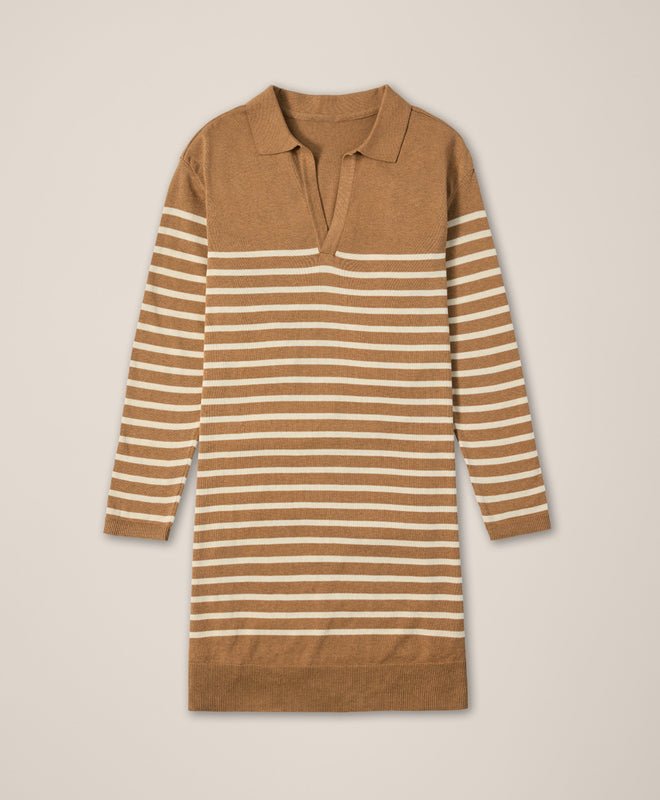 Women's Classic Fine Knit Collared Sweater Dress - Echo Market