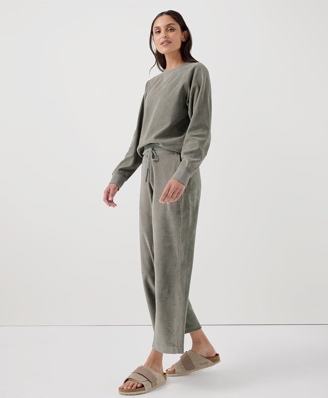 Women's Cotton Velour Wide Leg Crop Pant - Echo Market