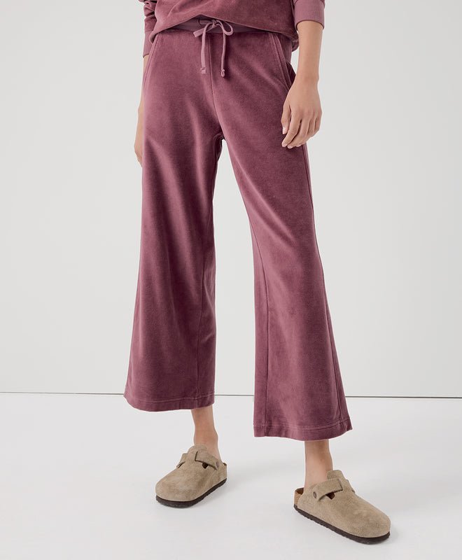 Women's Cotton Velour Wide Leg Crop Pant - Echo Market