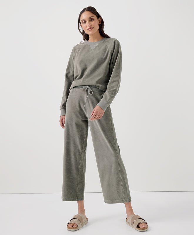 Women's Cotton Velour Wide Leg Crop Pant - Echo Market