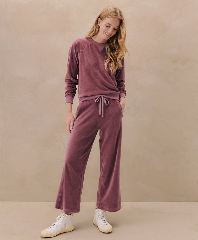 Women's Cotton Velour Wide Leg Crop Pant - Echo Market