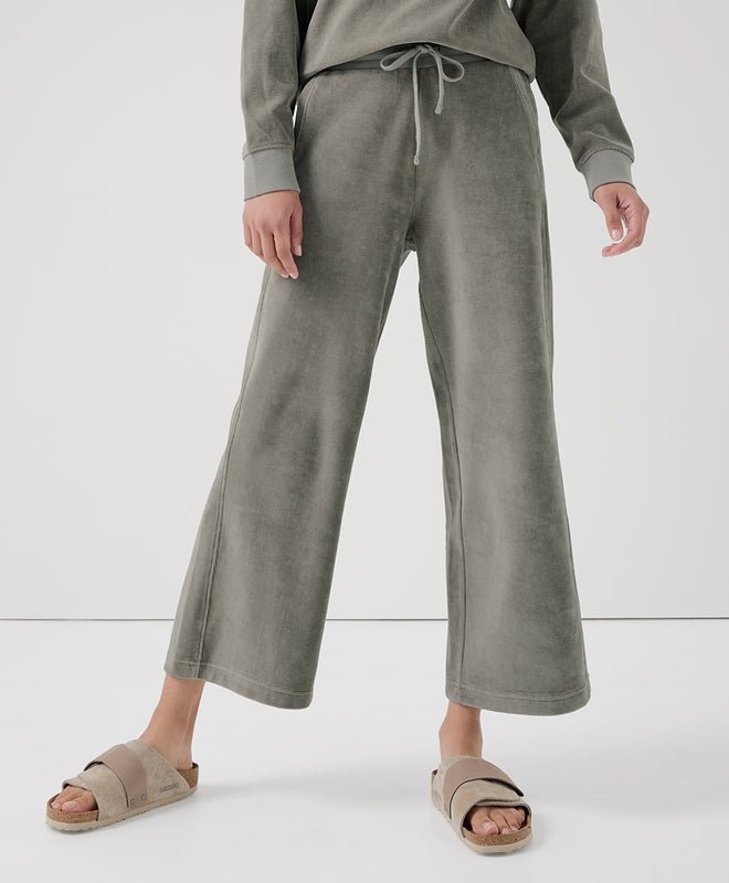 Women's Cotton Velour Wide Leg Crop Pant - Echo Market