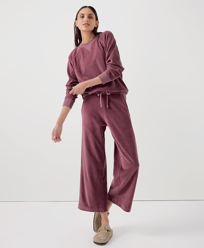 Women's Cotton Velour Wide Leg Crop Pant - Echo Market