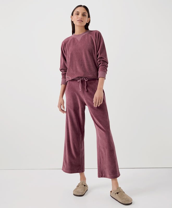 Women's Cotton Velour Wide Leg Crop Pant - Echo Market