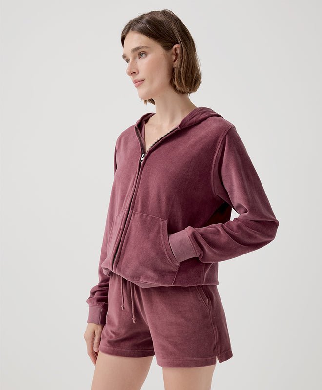 Women's Cotton Velour Zip Hoodie - Echo Market