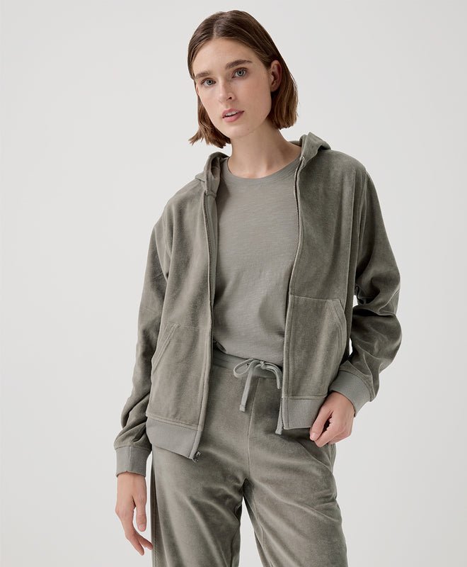 Women's Cotton Velour Zip Hoodie - Echo Market